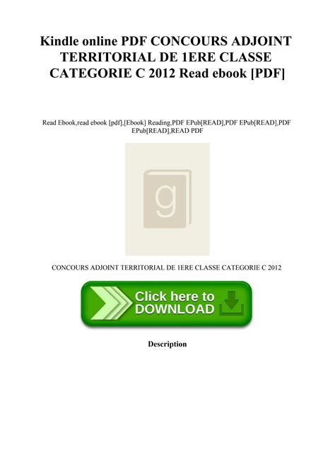 Kindle Online Pdf Concours Adjoint Territorial De Ere Classe Categorie