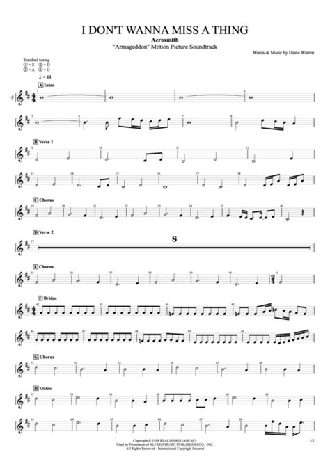 I Don T Want To Miss A Thing Tab By Aerosmith Guitar Pro Full Score