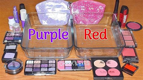 Red Vs Purple Mixing Makeup Eye Shadow Into Clear Slime ASMR