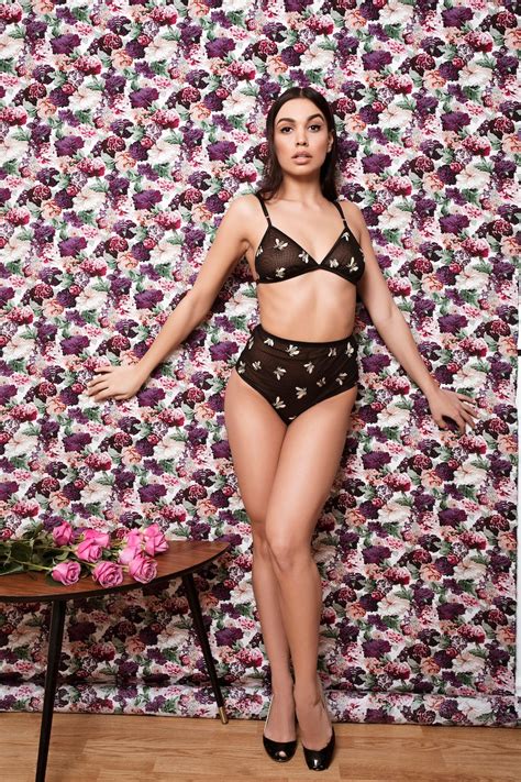 Embroidered Bee Lingerie Set Triangle Bra Bees White Etsy