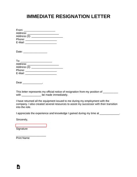 Free Resignation Letters Templates 12 Word Pdf Eforms