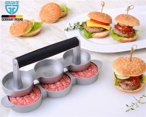 Прес для гамбургерів та котлет потрійний Gräwe Ø 6,5 см із зручною ...