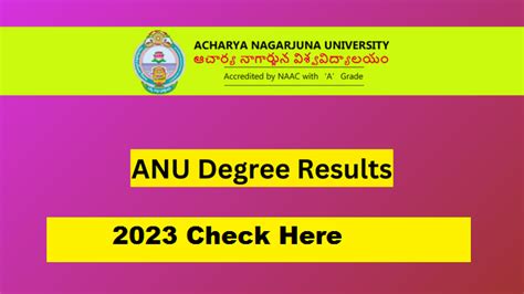 ANU Degree Results 2023 Out 2nd Semester Check Vidyavision