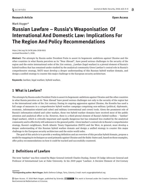 (PDF) Russian Lawfare – Russia’s Weaponisation Of International And ...