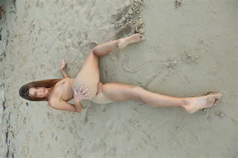 Lovely Brunette Girl Melena Maria Rya Posing Naked On The Beach 15 Photos