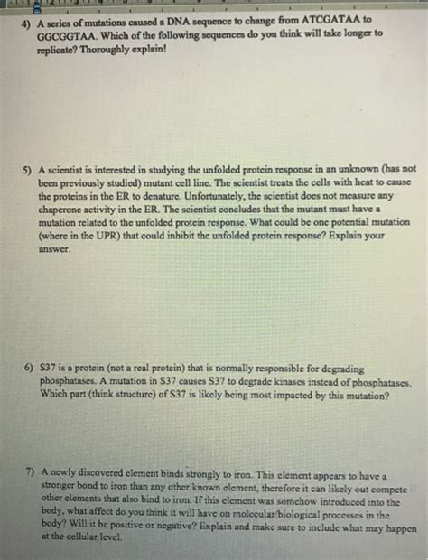 Solved 4) A series of mutations caused a DNA sequence to | Chegg.com