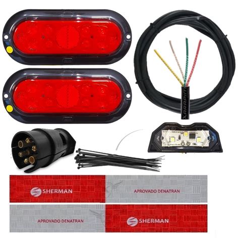 Kit Instalação Elétrica Lanterna Carretinha Reboque de Led Cabo 4 Vias