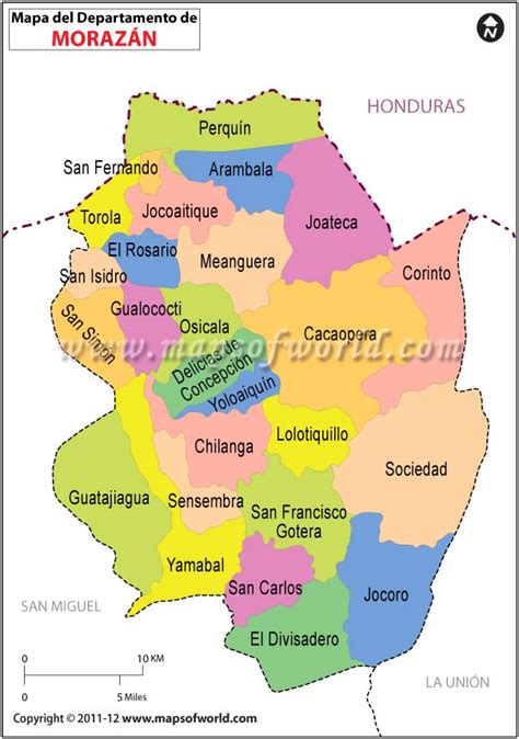 Mapa De Morazan Departmento De Morazan El Salvador El Salvador