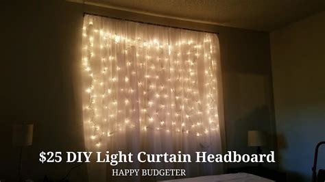 Curtain Headboard With Lights Diy String Light Curtain Headboard