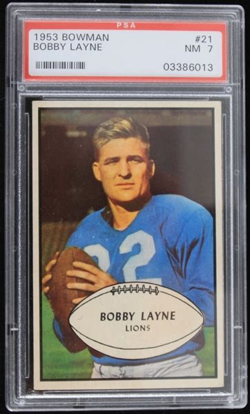 Lot Detail 1953 Bobby Layne Detroit Lions Bowman Trading Card 21 NM 7