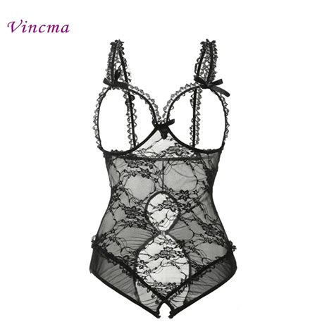 Plus Size S M L XL XL XL Lace Open Bra Crotch Women Erotic Costume Deep V Babydoll Pron Hot