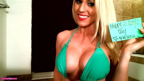 Blonde Babe Natasha Adams Poses In Green For St Patricks Day Porn