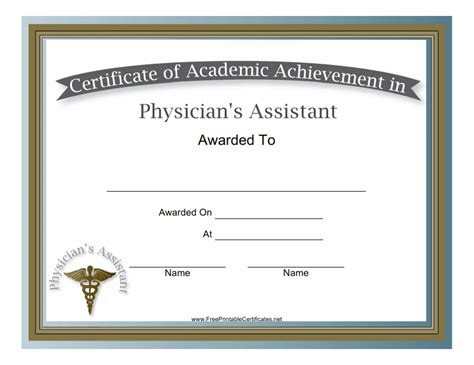 Physician Assistant Academic Achievement Certificate Template Download Printable Pdf