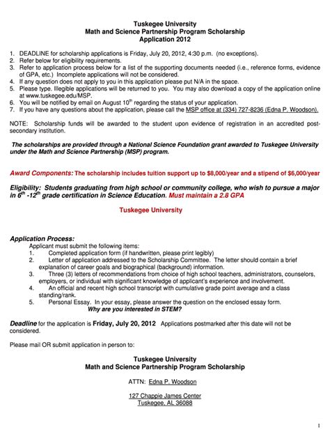 Tuskegee University Application Deadline Fill Online Printable