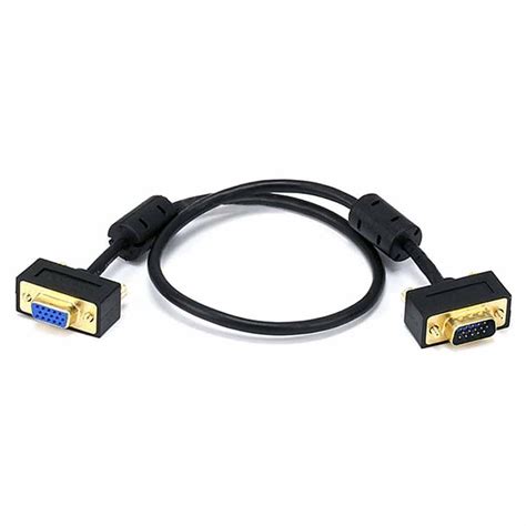 Ultra Slim SVGA Super VGA 30/32AWG M/F Monitor Cable w/ ferrites (Gold Plated)-8 Lengths- Monoprice