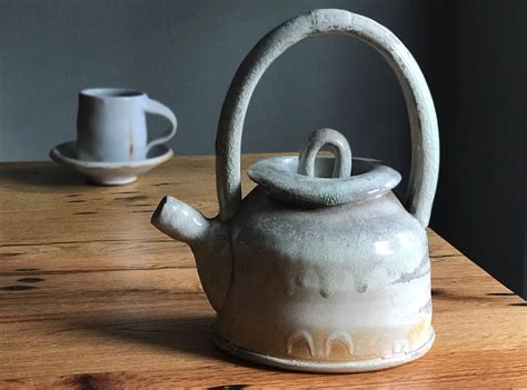 Teapot Woodfired Wheel Thrown And Altered Oval Stoneware Etsy