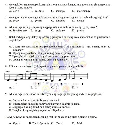 Pasagot Po Grade Subject Mapeh Music Brainly Ph