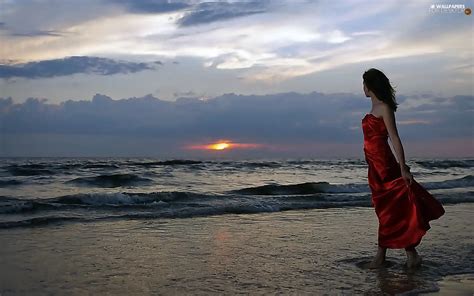 Women Dress Beaches Red Hot For Desktop Wallpapers 1680x1050