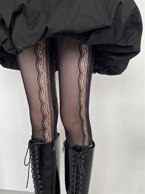 Vintage hollow vertical lace tights – Pyd Shop