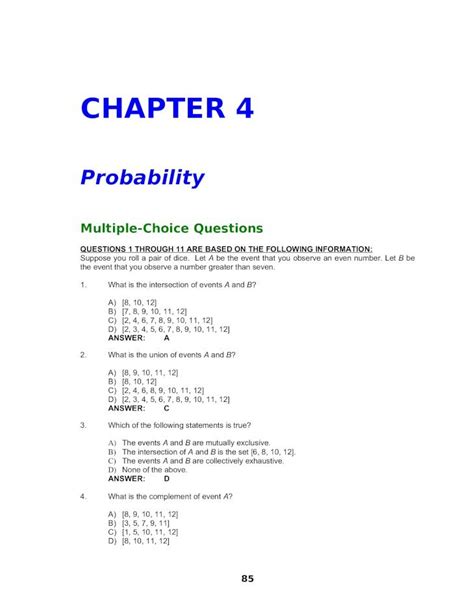 Pdf Multiple Choice Probability Test Dokumentips