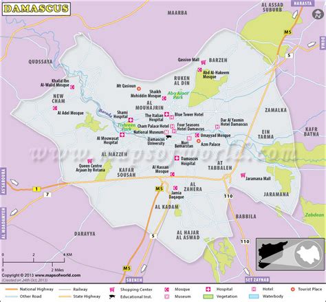 Damascus Map Map Of Damascus City Syria