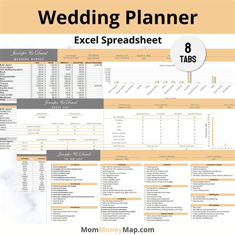 Wedding Planning Excel Spreadsheet Template, Wedding Planning Tracker