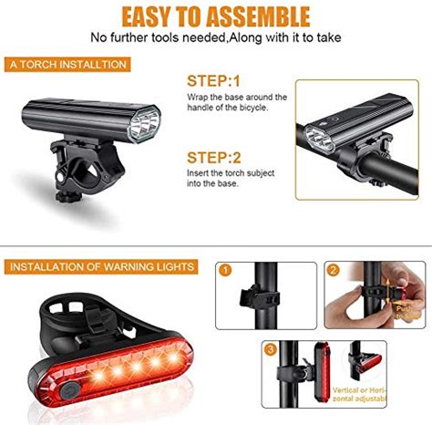 Wasafire Fietslicht Set 3000 Lumen USB Oplaadbare Fietslichten 5 Modi