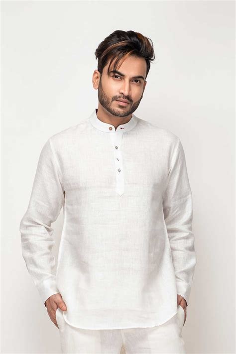 Amorad Linen Kurta White Sepia Stories