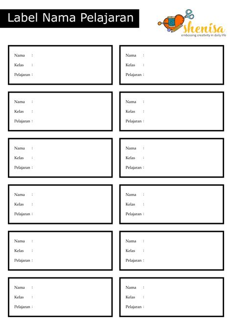Template Label Nama Buku Pelajaran Anak Word Pdf Png She Nisa