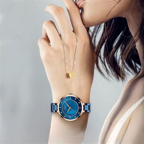 Ripley Reloj Mujer An Logo Curren Original Krec Azul Dorado