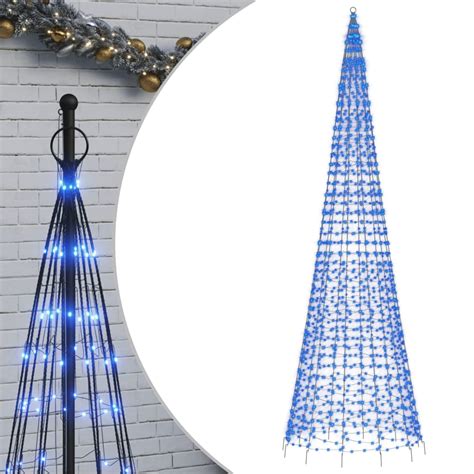 Vidaxl Christmas Tree Light On Flagpole Leds Blue Walmart