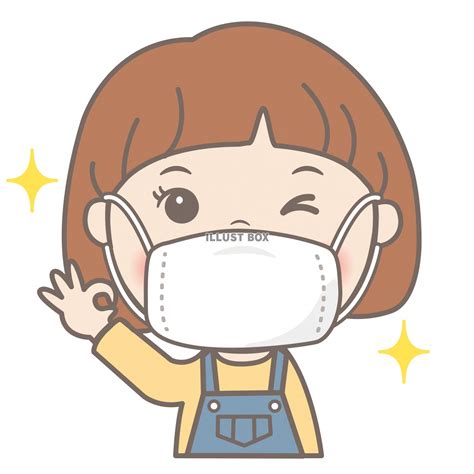 無料イラスト 子供イラスト★マスクをしている女の子★