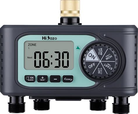 Hioazo 4 Zones Water Timer Garden Hose Timer With Rain Delay Manual Watering Programmable