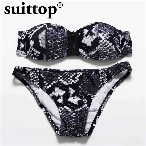 Suittop Bikini 2017 Sexy Maillot De Bain Push Up Women Swimwear New Snakeskin Pattern Leopard