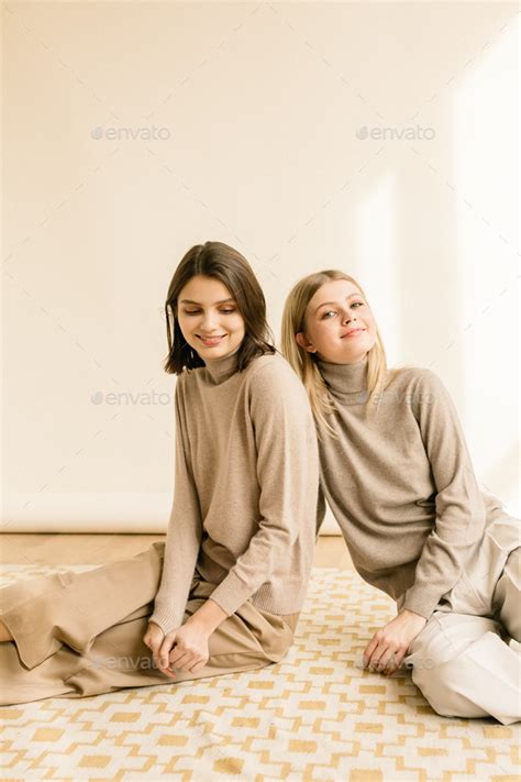 Portrait Of A Couple Two Cute Girls With Nude Make Up Stock Photo By Slavamishura