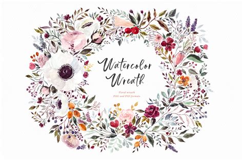 Watercolor floral wreath (114776) | Illustrations | Design Bundles