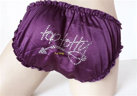 Cute Purple Satin Ruffled Panties Classic Frilly Bikini Knickers M