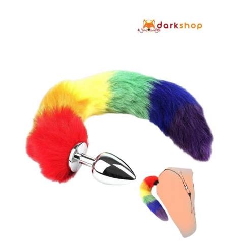 Rainbow Fox Tail Stainless Steel Anal Plug For Her My Dark Shop