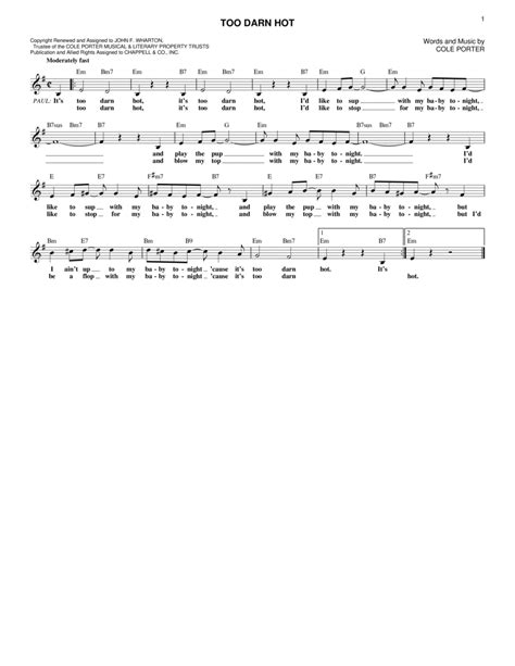 Too Darn Hot From Kiss Me Kate Piano Digital Sheet Music Sheet Music Plus