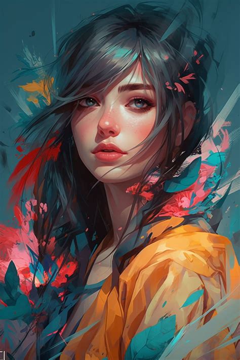 A Painting Of A Woman With Long Hair