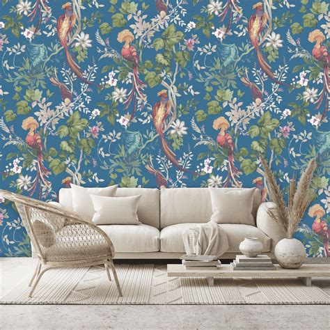 Bird Sonnet Wallpaper Royal Blue By 1838 Wallcoverings 2109 157 04