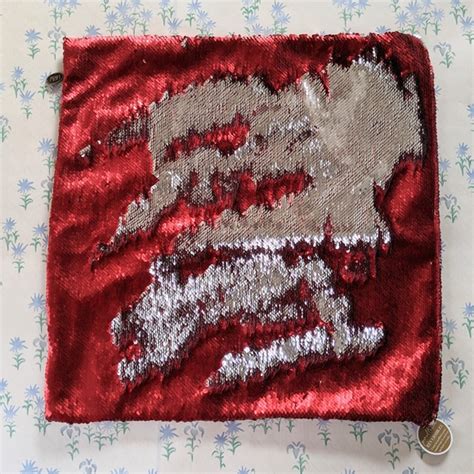 Pier Accents Pier Red Silver Reversible Mermaid Sequin Pillow New