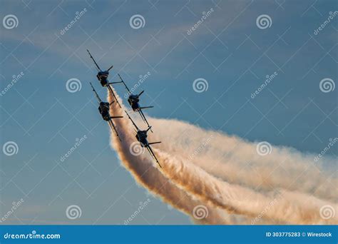 Group of Military Jets in Formation Performing in the Sky at an Air ...