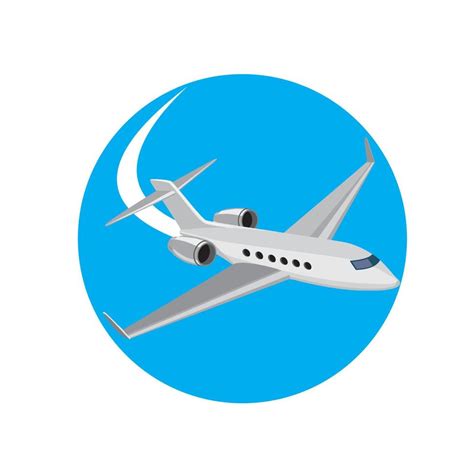 Commercial Light Passenger Airplane Circle Retro 12493213 Vector Art at ...