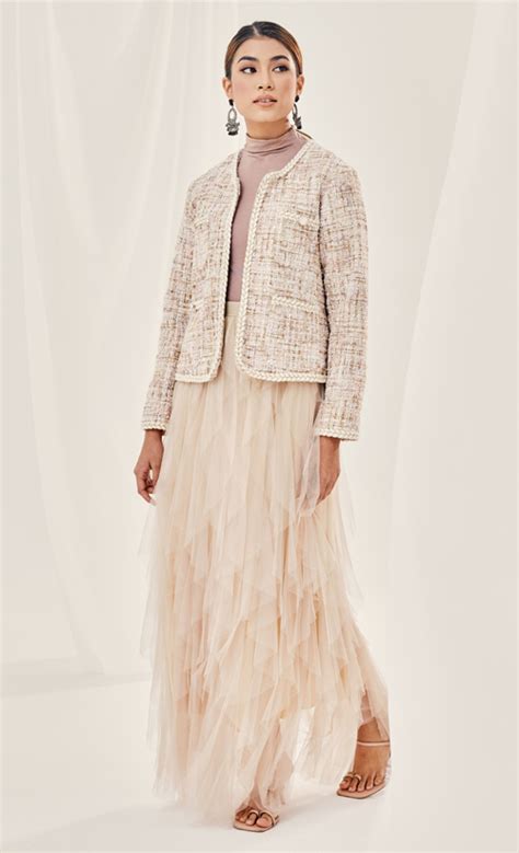 Ruffle Skirt In Nude Long Edition AINAHARIZ KUALA LUMPUR