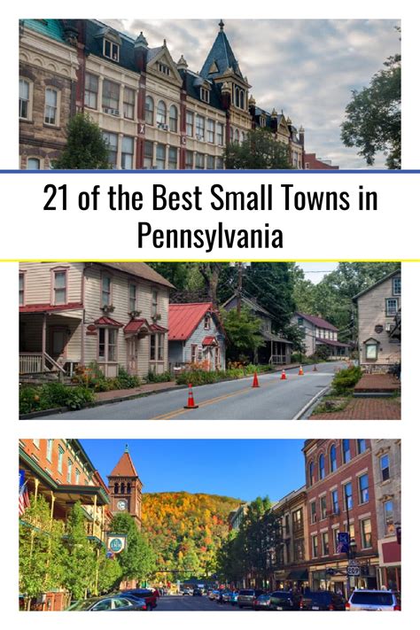 The Streets And Buildings In Pennsylvania With Text Overlay That Reads 21 Of The Best Small