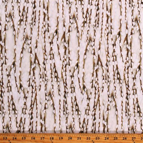 Cotton Dragonfly Days Pussy Willows Plants Sticks Stems Fluffy Landscape Nature Taupe Cotton