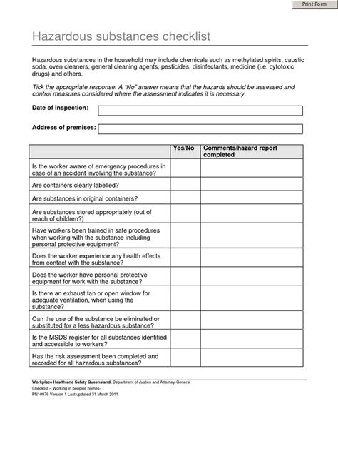 Community Hazardous Substances Checklist Pdf