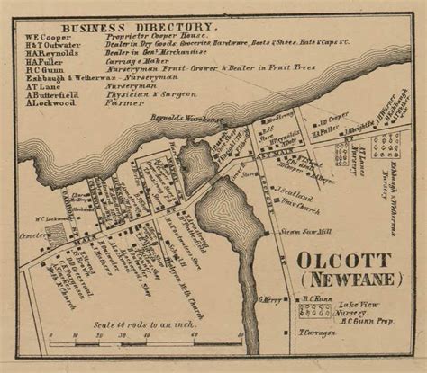 Olcott Village Newfane New York 1860 Old Town Map Custom Print