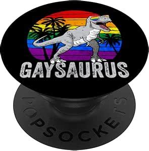 Amazon Gay Pride Rainbow Flag Dinosaur Trex LGBTQ Gaysaurus PopSockets Standard PopGrip